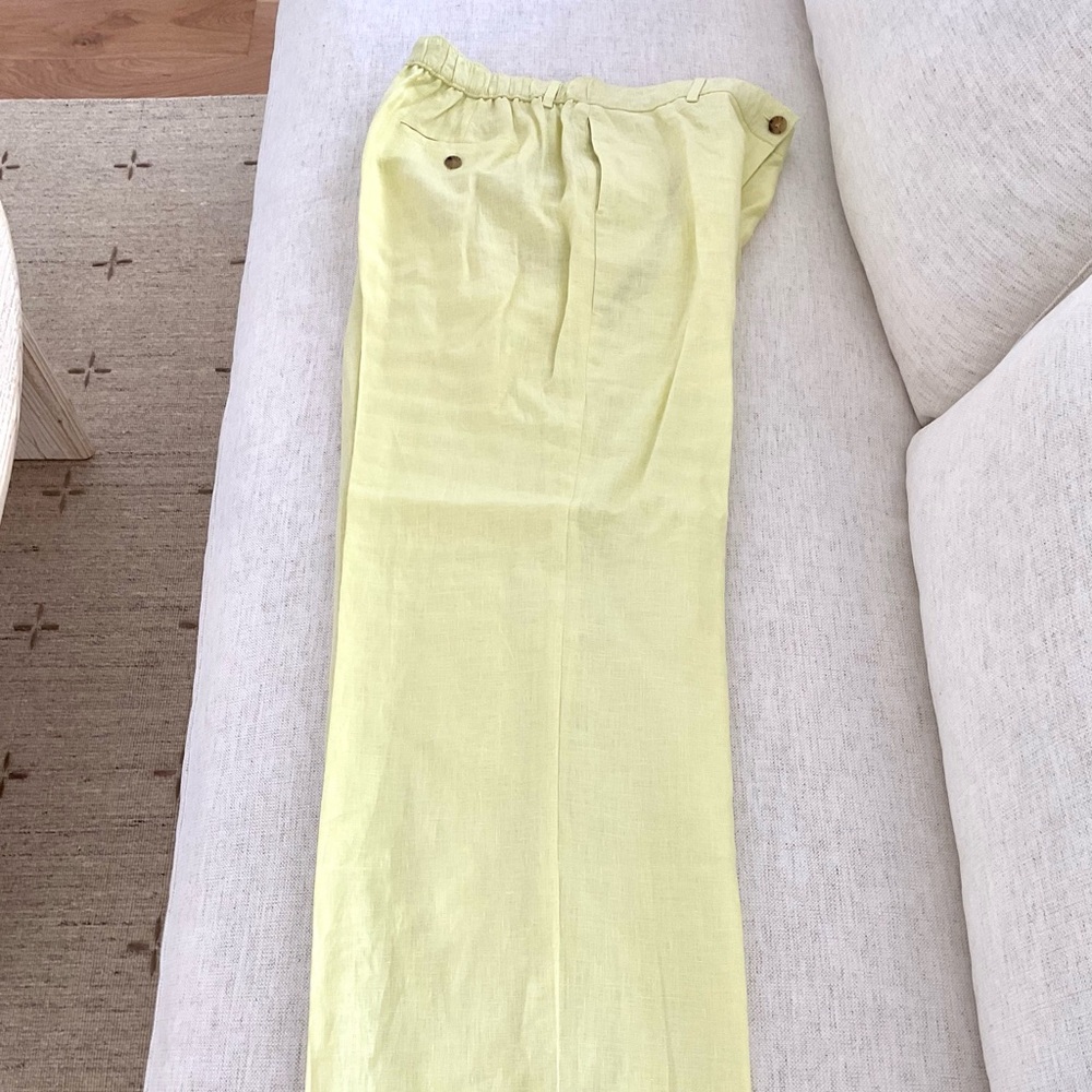 NWT J. Crew Lemon Lime Linen Pants, Medium